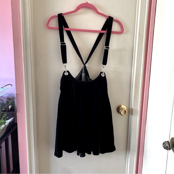 Opening Ceremony x Esprit Black Velvet Pinafore Skater Skirt w Suspender Straps - Picture 1 of 7